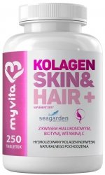 Kolagen Skin&Hair Complex, Włosy Skóra Paznokcie, Myvita, 250 tabletek