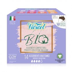 Podpaski ANATOMIC ultra cienkie, z organicznej bawełny, niebielone chlorem, KOMPOSTOWALNE, Vivicot BIO, 14 sztuk