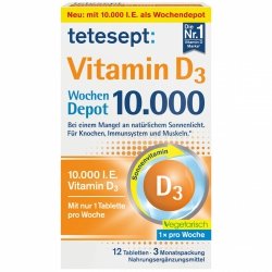 Tetesept Witamina D3 10.000 I.E. Wochen-Depot, 12 tabletek