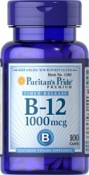 Витамин B12 1000 мкг с замедленным высвобождением, Puritan's Pride, 100 таблеток