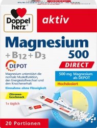 Magnez 500 +B12 +D3 granulki, Doppelherz, 20 porcji