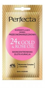 PERFECTA 24K Gold&Rose Oil Maska do twarzy rozświetlająca przeciwzmarszczkowa 8 ml 
