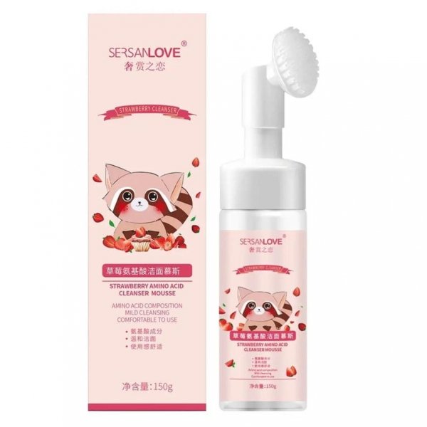 Pianka do mycia twarzy z ekstraktem z truskawek SERSANLOVE Strawberry Amino Acid Cleansing Mousse, 150ml