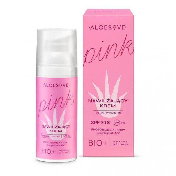 Aloesowy Krem nawilżający do twarzy na dzień SPF30, ALOESOVE PINK, 50 ml