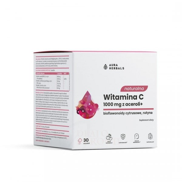 Naturalna witamina C 1000 mg z aceroli, Aura Herbals, 30 saszetek