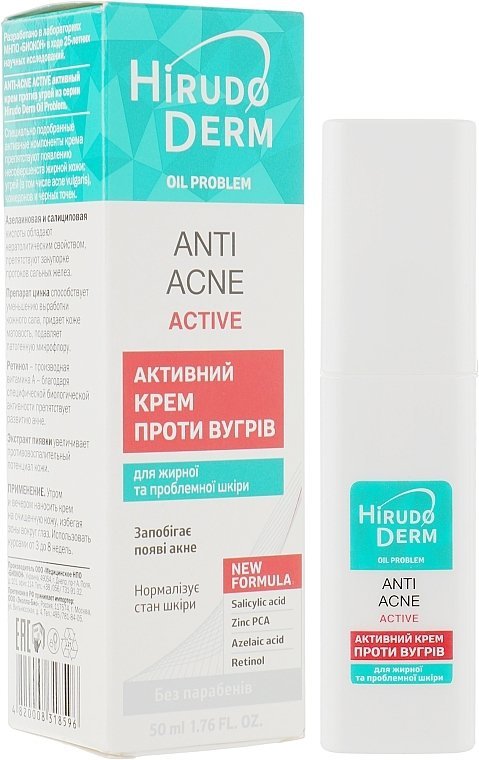 ANTI-ACNE Active acne cream. For oily and problem skin, HIRUDO DERM