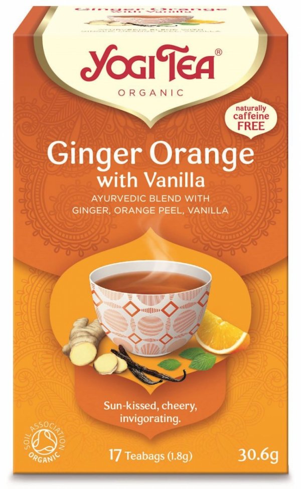Herbata imbirowo-pomarańczowa z wanilią GINGER ORANGE WITH VANILLA, Yogi Tea, 17x1,8g