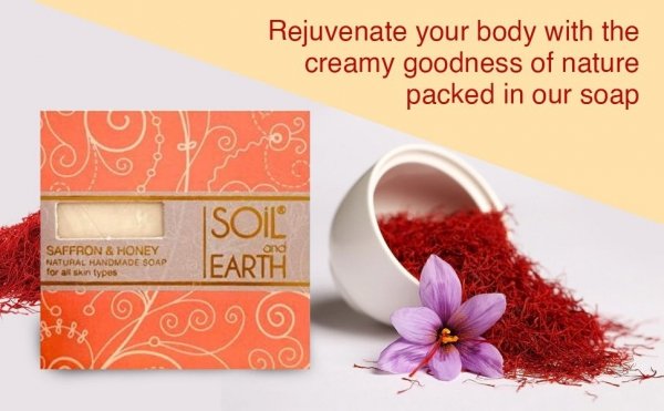 Saffron &amp; Honey Natural Soap, Soil &amp; Earth, 100g