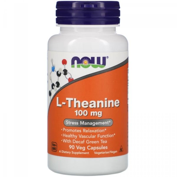 L-Theanine z Zieloną Herbatą 100mg, NOW Foods, 90 kapsułek