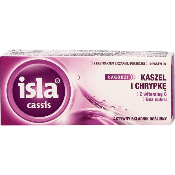 Isla na kaszel i chrypkę z witaminą C bez cukru, 10 pastylek