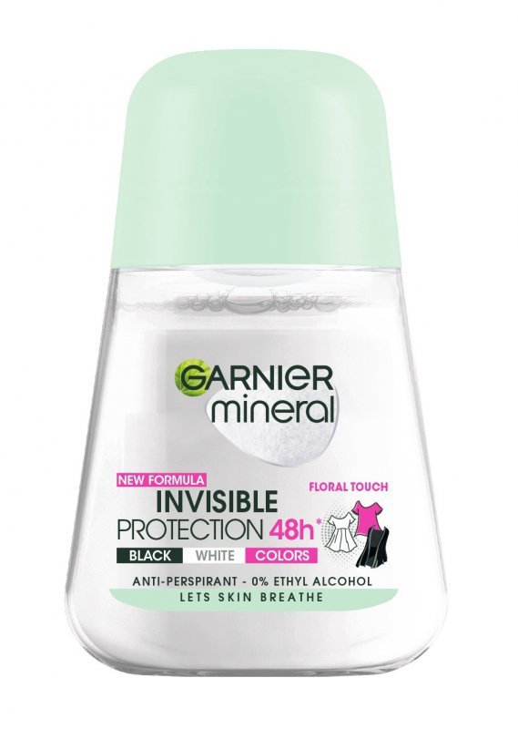 GARNIER Mineral Dezodorant roll-on Invisible Protection 48h Floral Touch - Black,White,Colors   50 ml