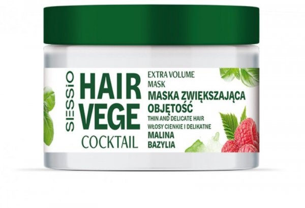 SESSIO Hair Vege Coctail Maska zwiększająca objętość do włosów cienkich i delikatnych - Malina i Bazylia 250ml