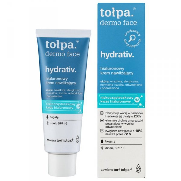 TOŁPA Dermo Face Hydrativ Hialuronowy Bogaty Krem nawilżający SPF10 na dzień 40 ml