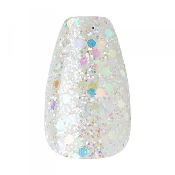 KISS Sztuczne paznokcie na klej Gel Fantasy Dreamdust, Mood Dust, White, Short Coffin