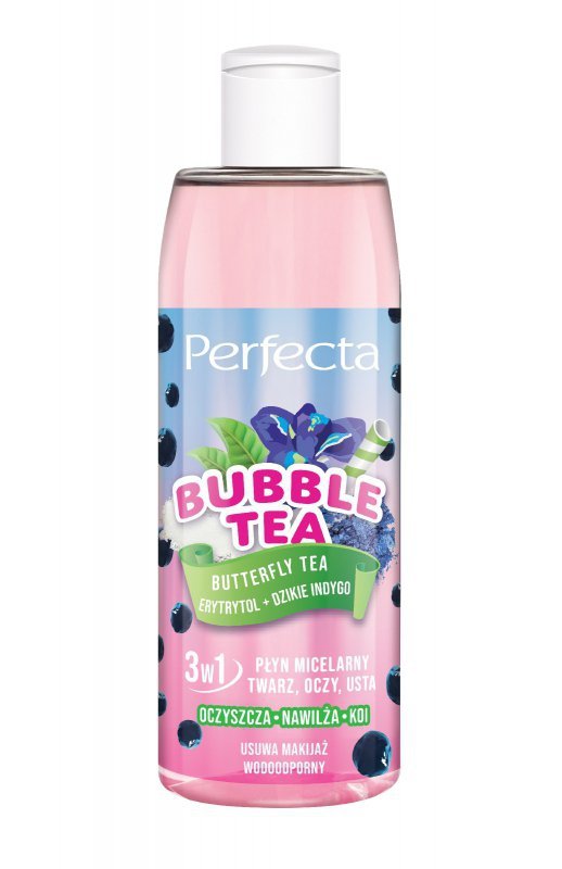 PERFECTA Bubble Tea Płyn micelarny 3w1 Butterfly Tea, Erytrytol + Dzikie Indygo 300 ml