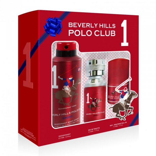 BEVERLY HILLS Polo Club Sport Nr.1 Zestaw upominkowy Woda toaletowa 50 ml + Dezodorant w sprayu 175 ml +  Antyperspirant w kulce