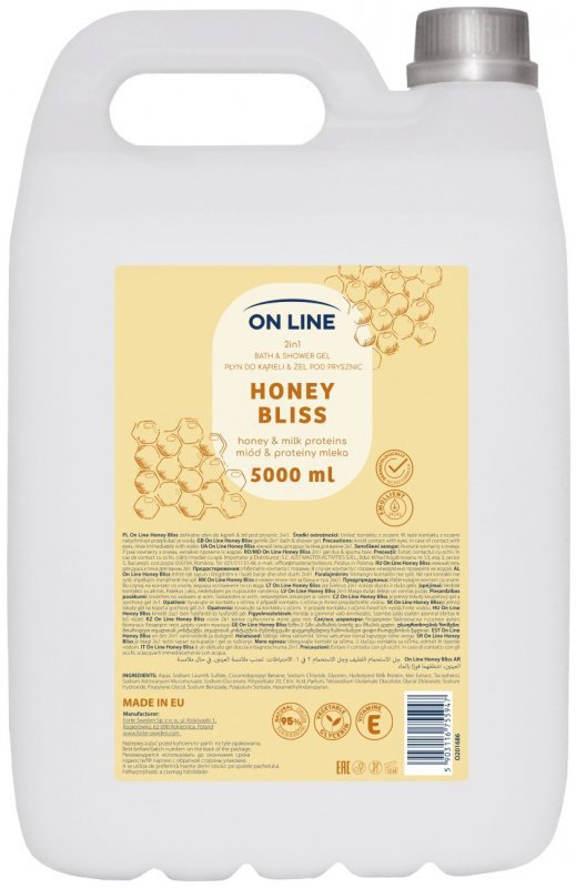 ON LINE 2w1 Płyn do kąpieli&Żel pod prysznic Miód&Proteiny mleka 5000 ml