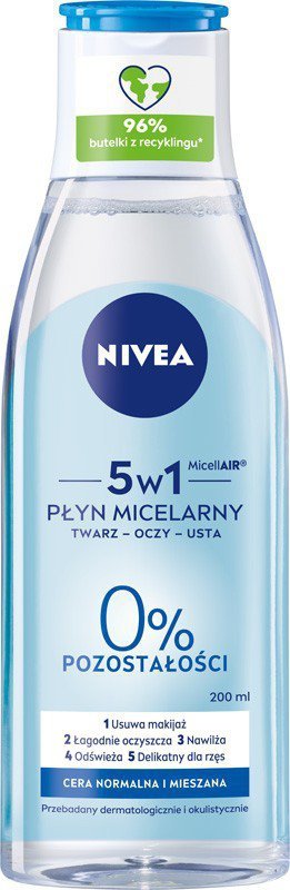 NIVEA MicellAIR Płyn micelarny do demakijażu 5w1 - cera normalna i mieszana 200 ml
