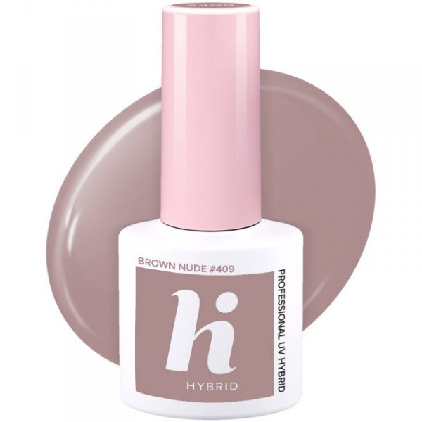 HI HYBRID Lakier hybrydowy Travel #409 Brown Nude  5ml