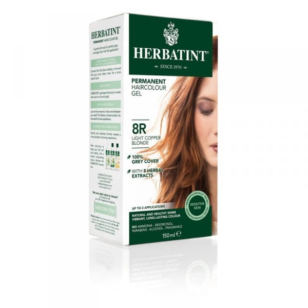 Farba do włosów Herbatint, JASNY MIEDZIANY BLOND, seria miedziana, 8R