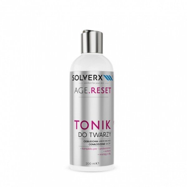 SOLVERX Age.Reset Tonik do twarzy - Odbudowa Mikrobiomu&amp;Odmłodzenie Skóry, 200ml