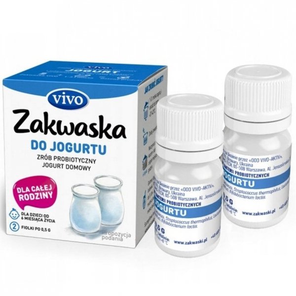 Leaven for yogurt Vivo, Live Bacteria, 2 vials of 0.5 g