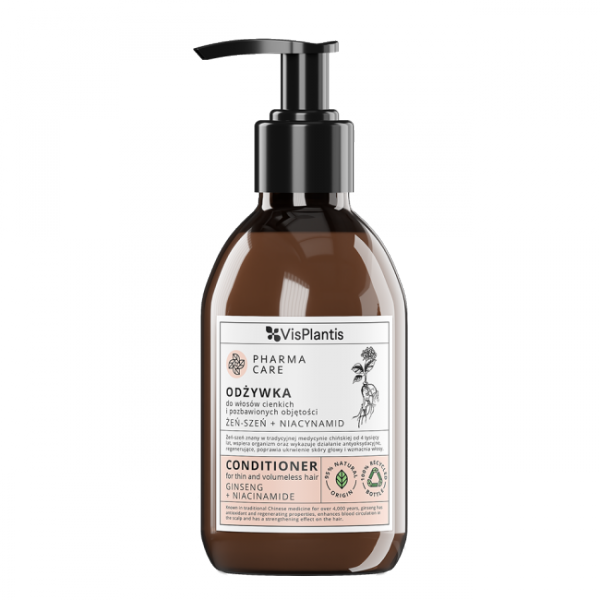 Odżywka do włosów cienkich i pozbawionych objętości, żeń-szeń + niacynamid, Vis Plantis Pharma Care, 300ml