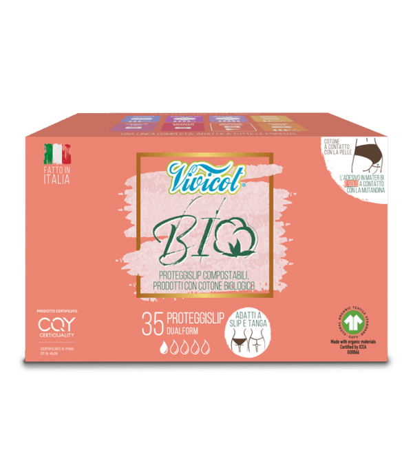 Wkładki higieniczne DUALFORM, z organicznej bawełny, niebielone chlorem, Vivicot BIO, 35 sztuk