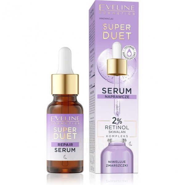 Serum do twarzy naprawcze 2% Retinol, Skwalan, Eveline Super Duet, 18ml
