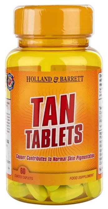 Tan Tablets (L-Tyrozyna, PABA, Miedź), Holland &amp; Barrett, 60 tabletek
