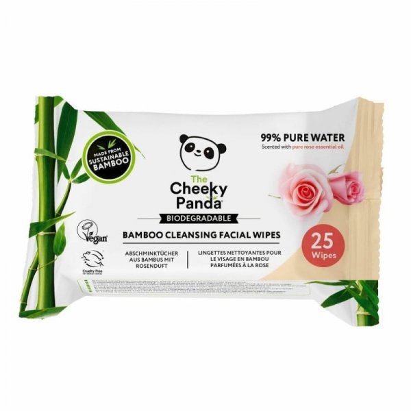 Chusteczki do demakijażu Różane, The Cheeky Panda, 25 szt.