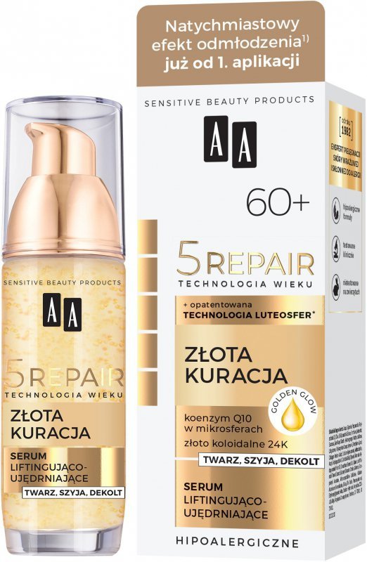 AA Technologia Wieku 5 Repair 60+ Złota Kuracja Serum liftingująco ujędrniające na twarz,szyję i dekolt 35 ml