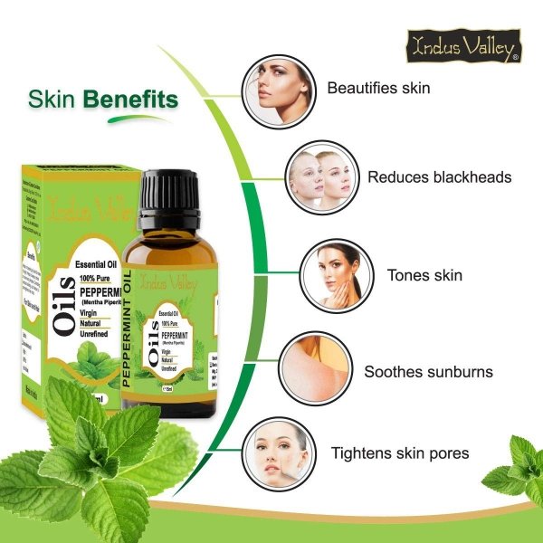 Natural Peppermint Essential Oil, Indus Valley, 15ml