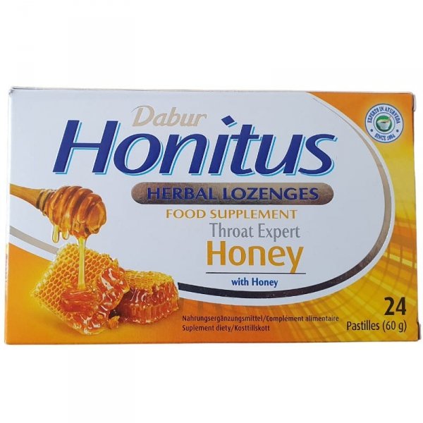 Honitus Pastylki Ziołowe Miodowe do Ssania, Dabur, 24 sztuki