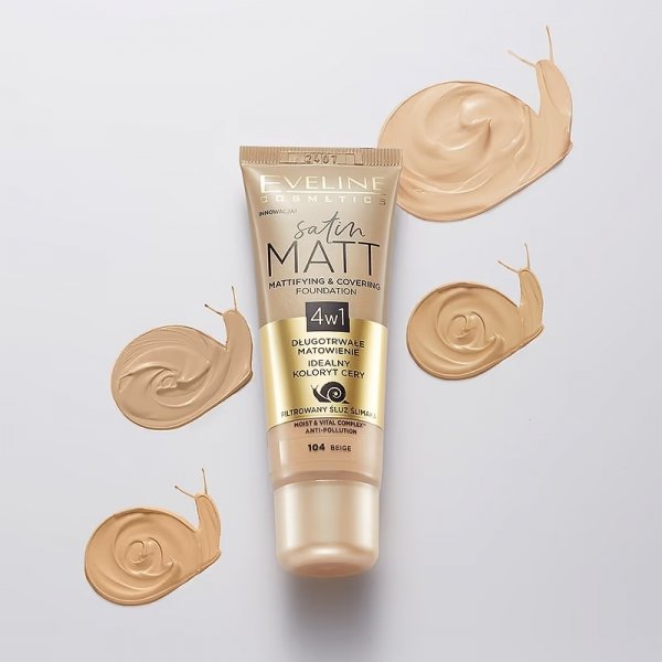 EVELINE Satin Matt Podkład matujący 4w1 nr 104 Beige 30 ml