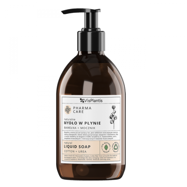 Naturalne mydło w płynie bawełna + mocznik, Vis Plantis, 500ml