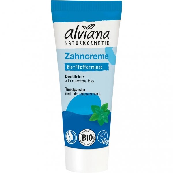 Odświeżająca pasta do zębów z organiczną miętą i fluorem, ALVIANA