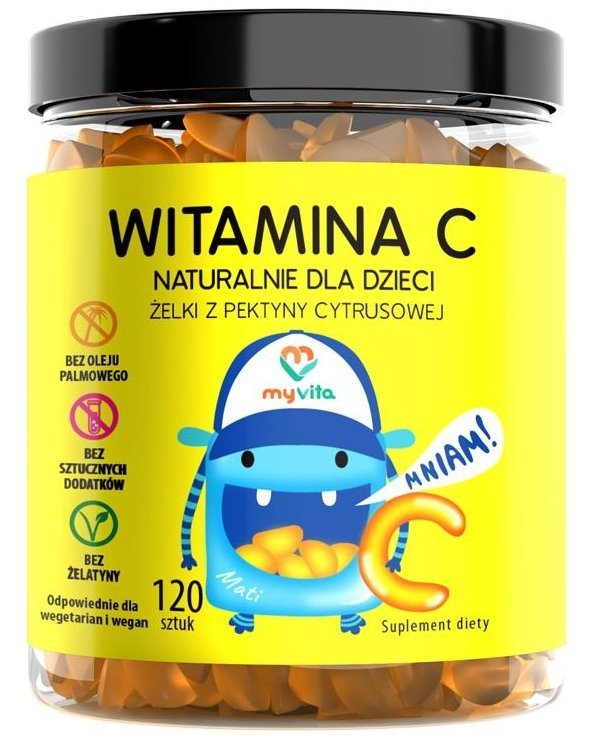 Witamina C Naturalne Żelki dla Dzieci, Myvita, 120 sztuk