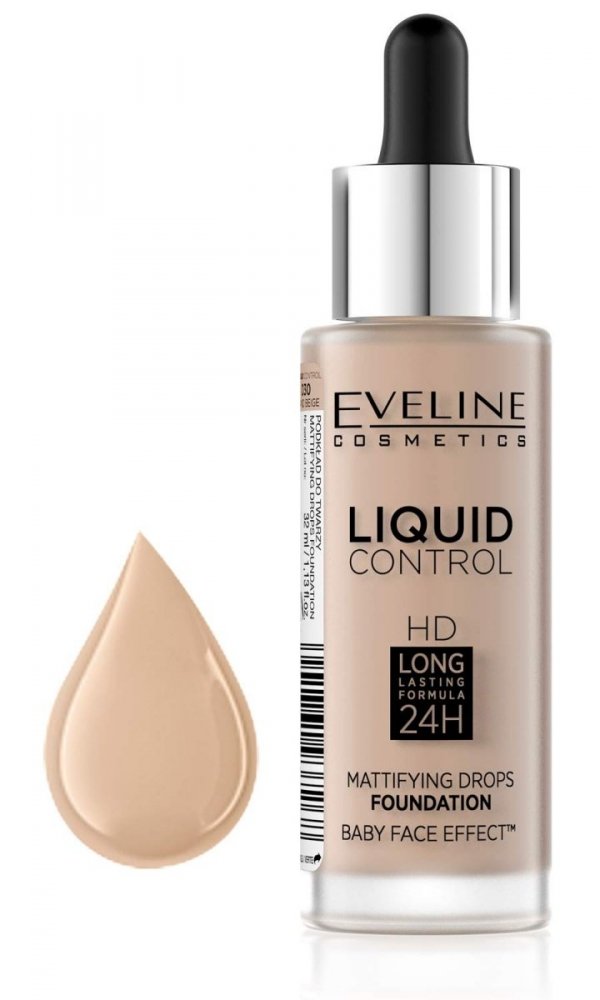 Eveline Liquid Control HD Podkład do twarzy z dropperem nr 020 Rose Beige