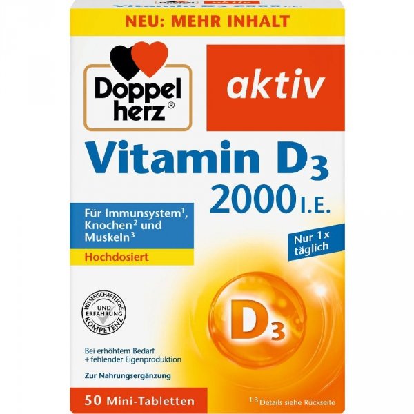 Witamina D3 2000 j.m. Suplement diety, Doppelherz, 50 tabletek