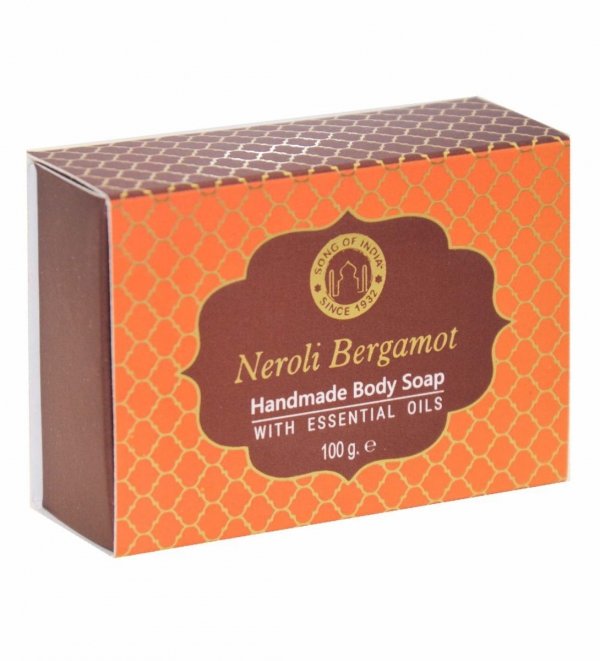 Luksusowe ręcznie robione mydło glicerynowe Neroli i Bergamot z olejkami eterycznymi, Song of India, 100g