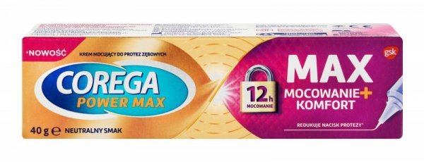 COREGA Power Max Krem do mocowania protez zębowych Max Mocowanie + Komfort 40 g