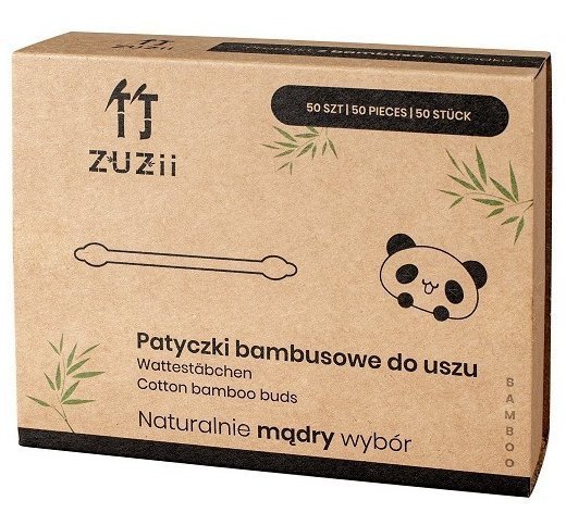 Patyczki Kosmetyczne Bambusowe z Bawełną, dla Dzieci i Niemowląt, Zuzii