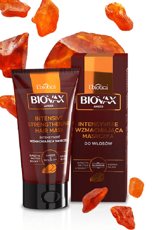 L`BIOTICA Biovax Glamour Amber Maseczka do włosów intensywnie wzmacniająca - Bursztyn Bałtycki & Biolin P 150ml