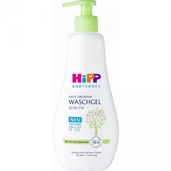 HiPP Delikatny Żel do Mycia Ciała i Włosów z Pompką, 400ml