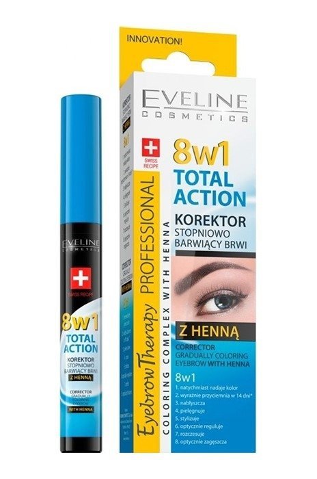 Eveline Eyebrow Professional Korektor do brwi z henną Total Action 8w1