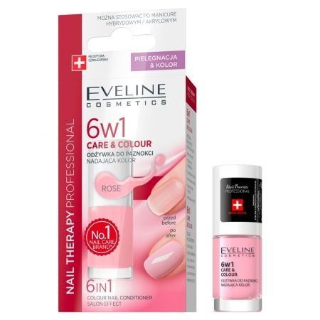 EVELINE Nail Therapy Professional Skoncentrowana odżywka do paznokci nadająca kolor - Rose 5 ml
