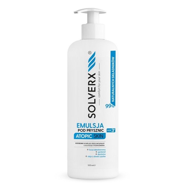 SOLVERX Atopic Skin Emulsja pod prysznic - łagodząca podrażnienia i przeciwzapalna  500ml