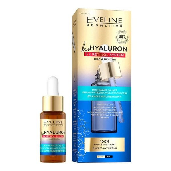 Eveline bioHYALURON 3xRetinol System Multinawilżające Serum wypełniające zmarszczki 18ml