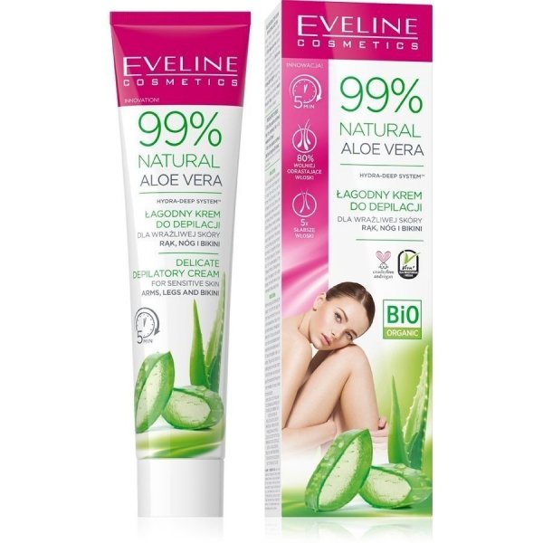 Eveline 99% Natural Aloe Vera Łagodny Krem do depilacji - skóra wrażliwa  125ml